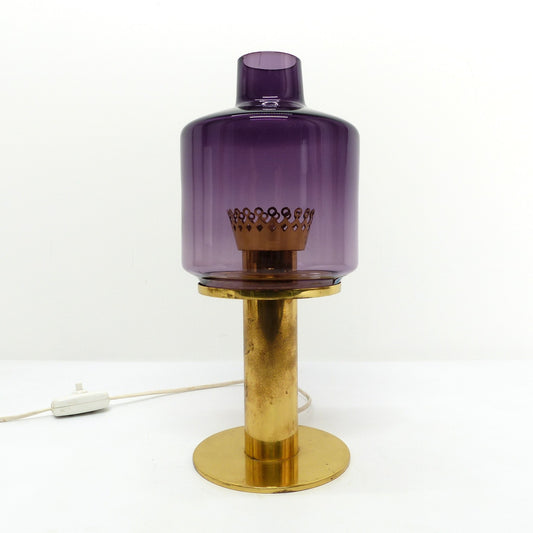 Lampe scandinave Hans-Agne Jakobsson laiton et verre violet B 102