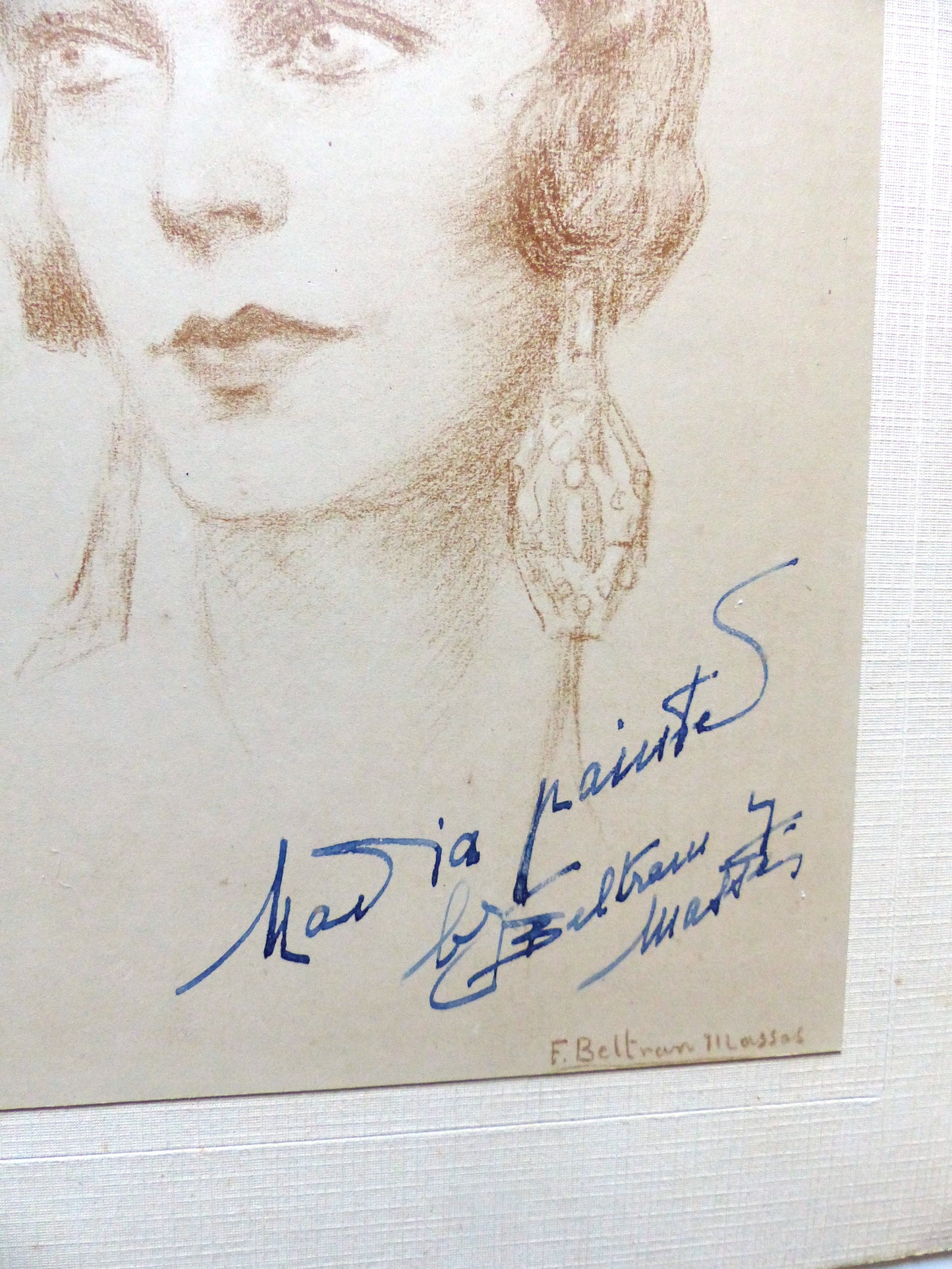 Portrait de femme Art Deco par Federico Beltrán Masses signé et dédicacé