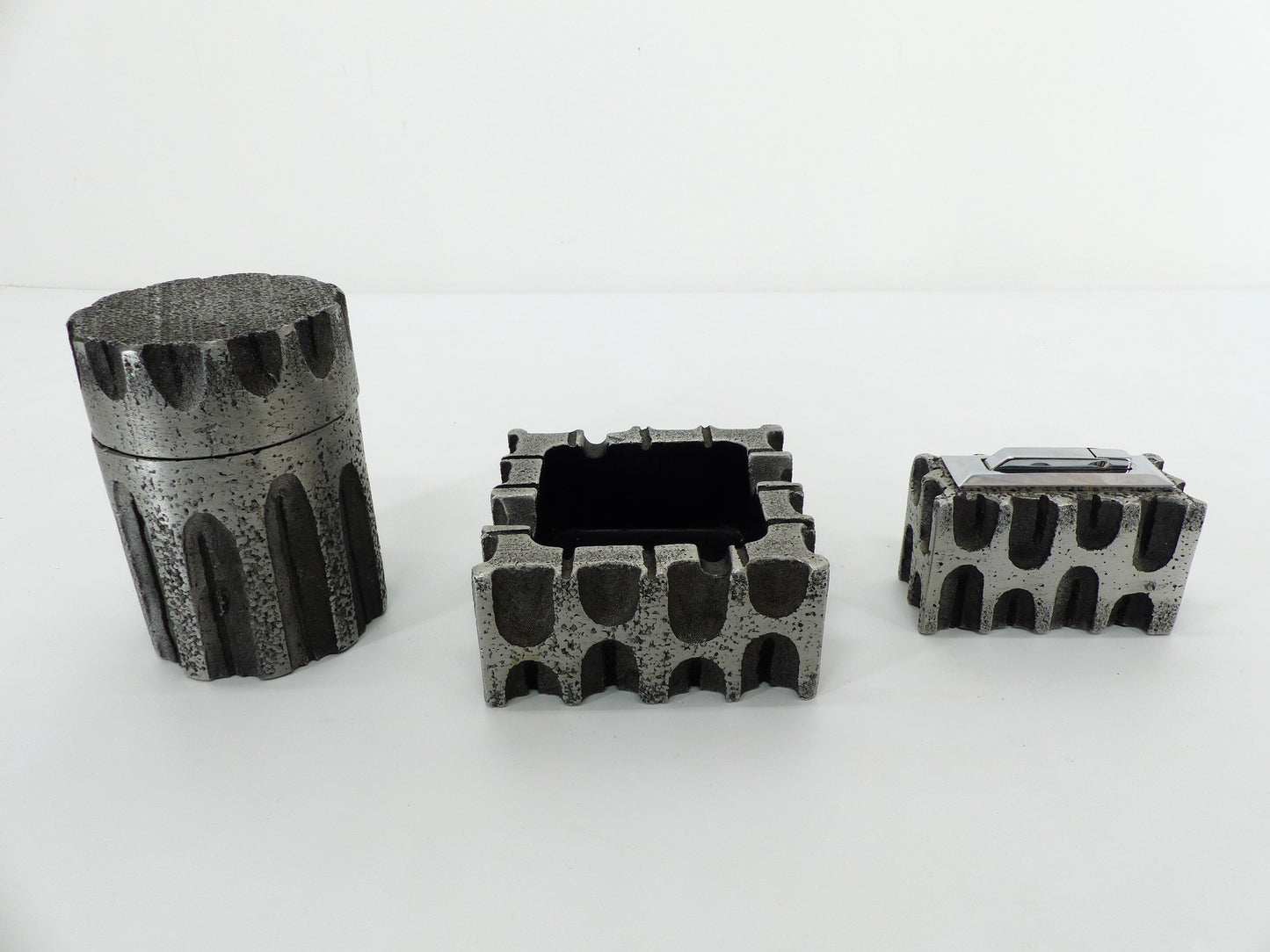 Set de fumeur brutaliste en aluminium Casper Studioguss 1970
