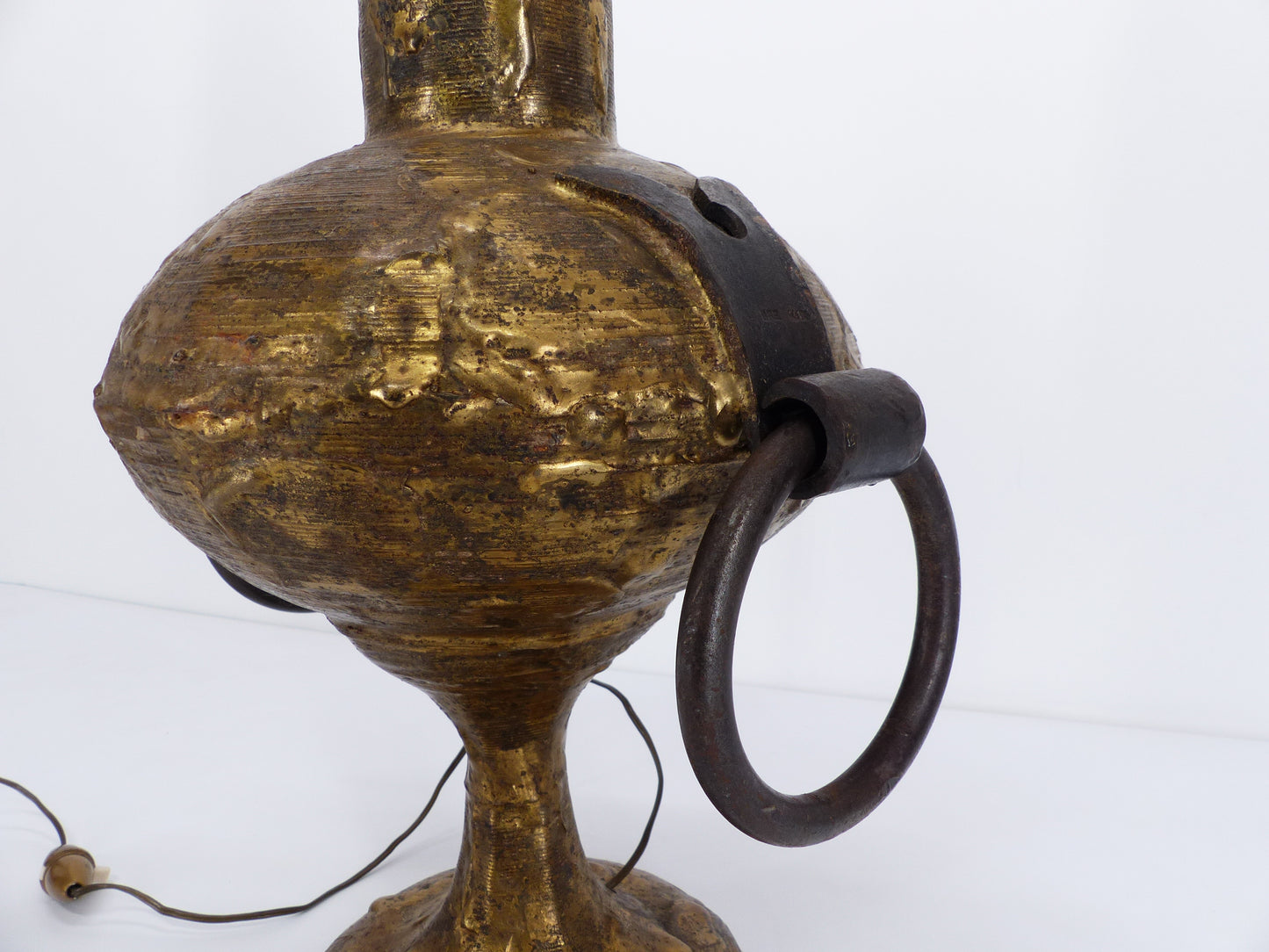 Lampe brutaliste en bronze doré Max BRE 1970