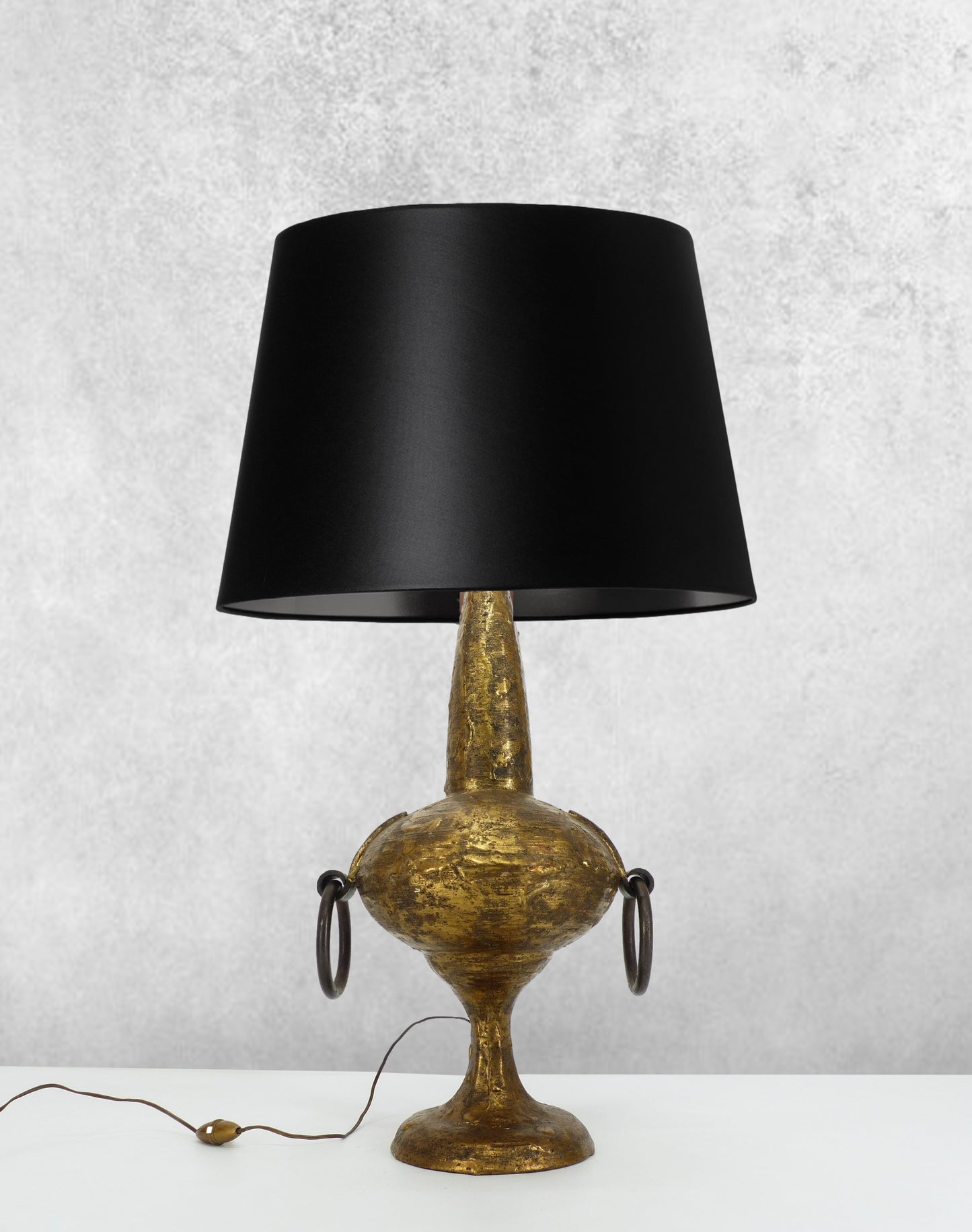 Lampe brutaliste en bronze doré Max BRE 1970
