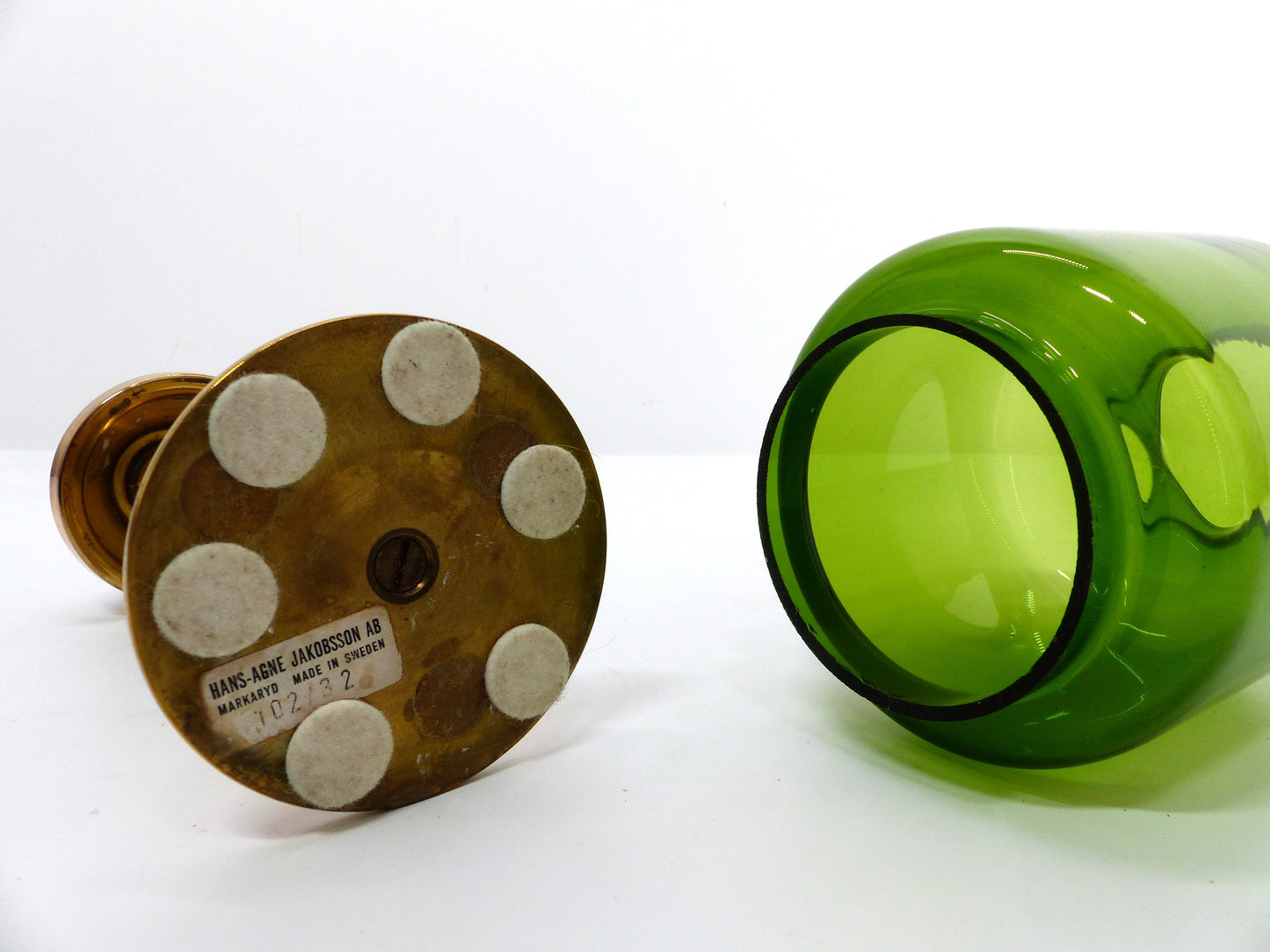 BOUGEOIR VERRE VERT HANS-AGNE JAKOBSSON MARKARYD L 10232 1960