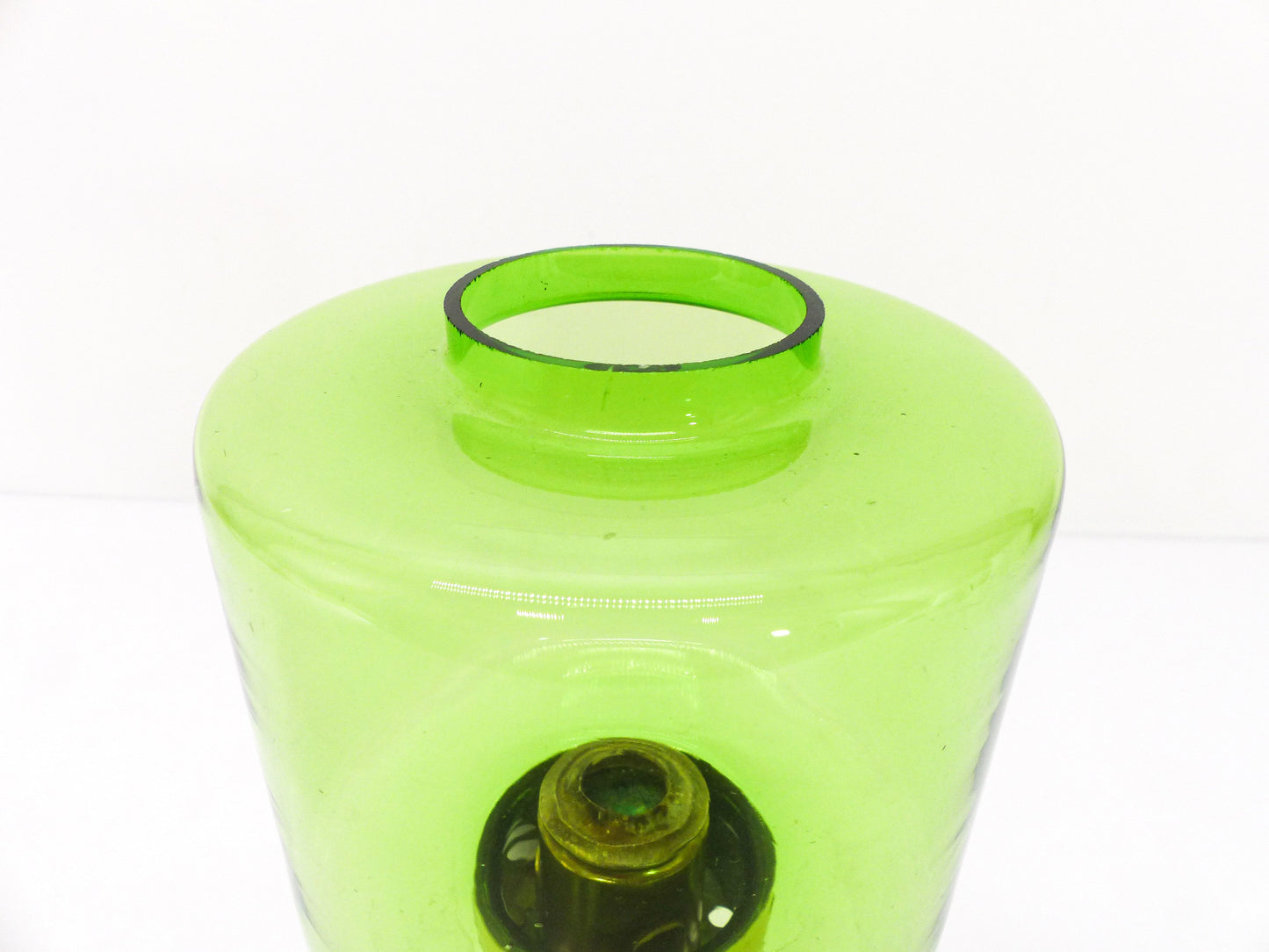 Scandinavian candle holder Gnosjö green glass and brass 1960