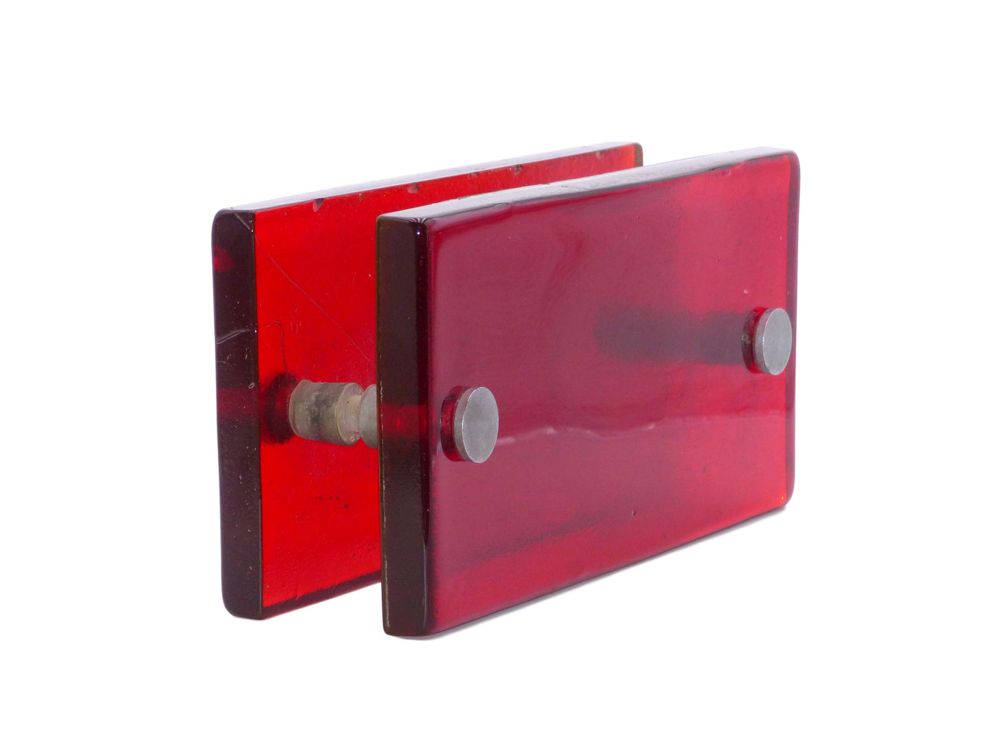 DOUBLE POIGNÉE DE MAGASIN EN VERRE ROUGE 1970