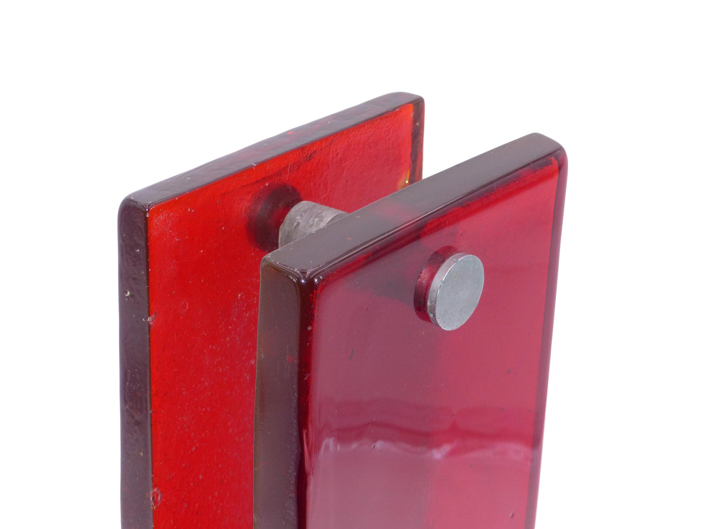 DOUBLE POIGNÉE DE MAGASIN EN VERRE ROUGE 1970
