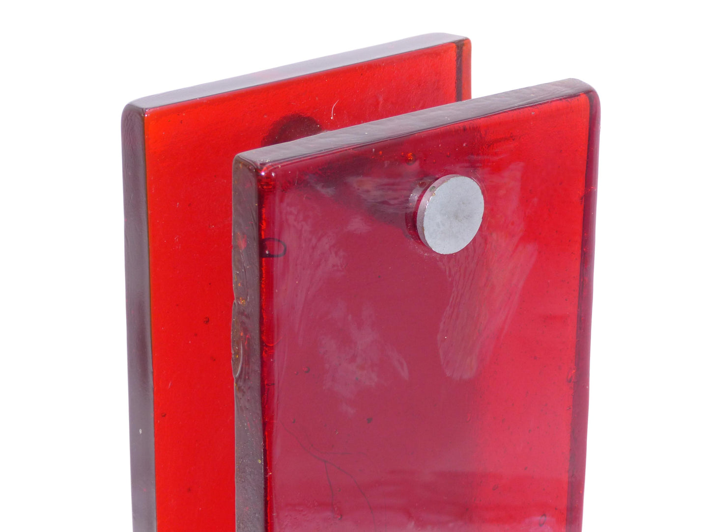 DOUBLE POIGNÉE DE MAGASIN EN VERRE ROUGE 1970