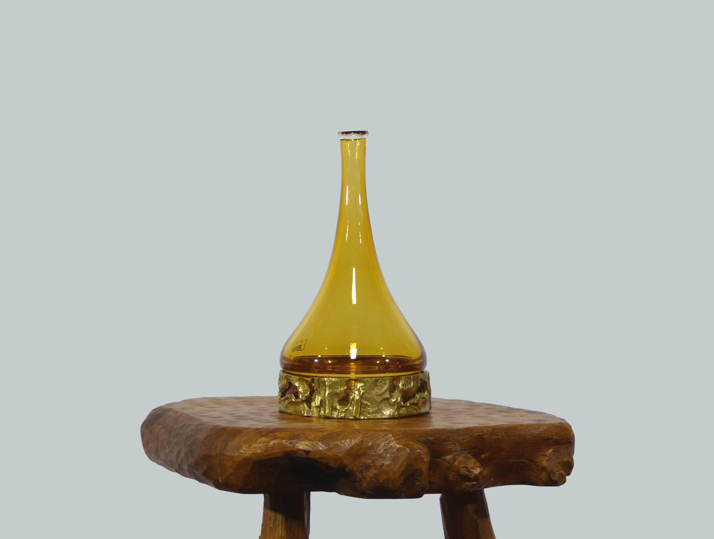 VASE BOUTEILLE ANGELO BROTTO MURANO ET BRONZE 1970