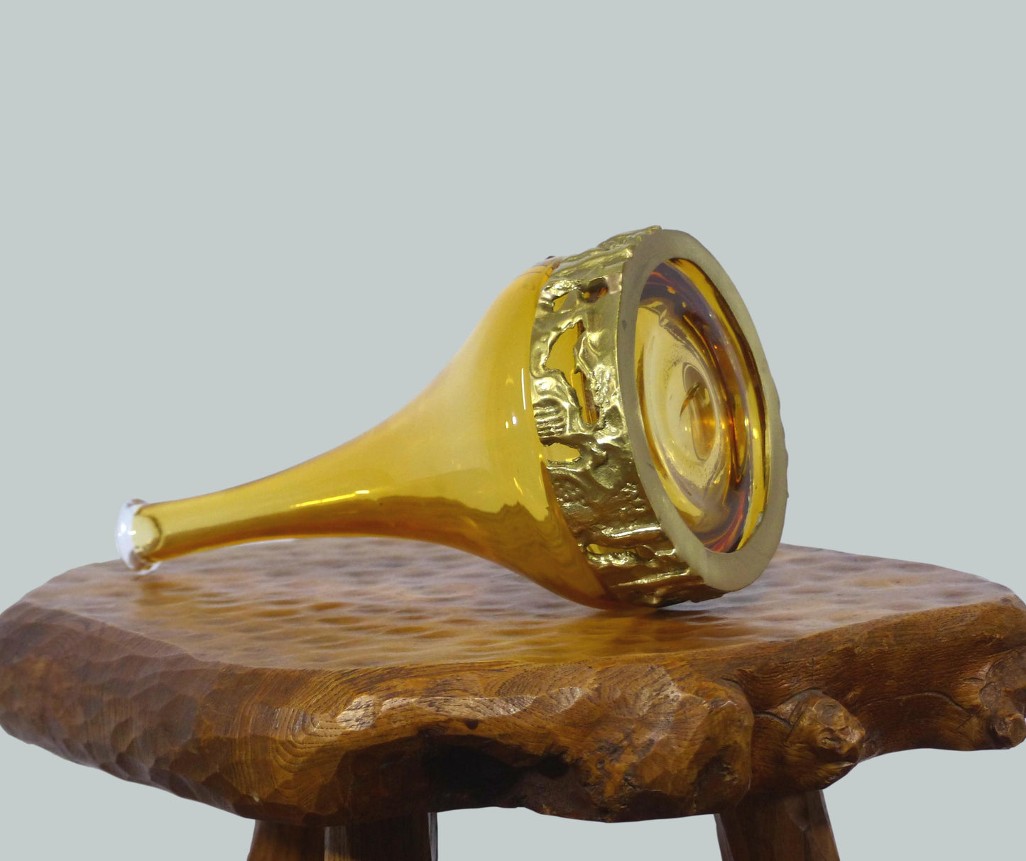 VASE BOUTEILLE ANGELO BROTTO MURANO ET BRONZE 1970