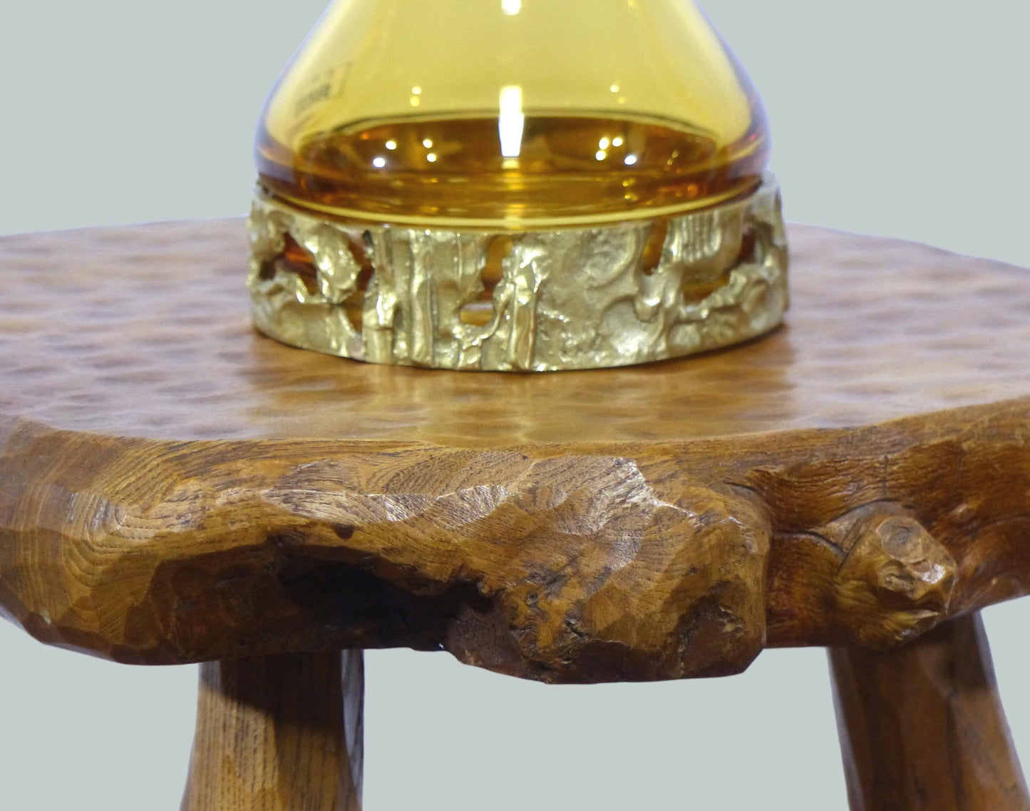 VASE BOUTEILLE ANGELO BROTTO MURANO ET BRONZE 1970