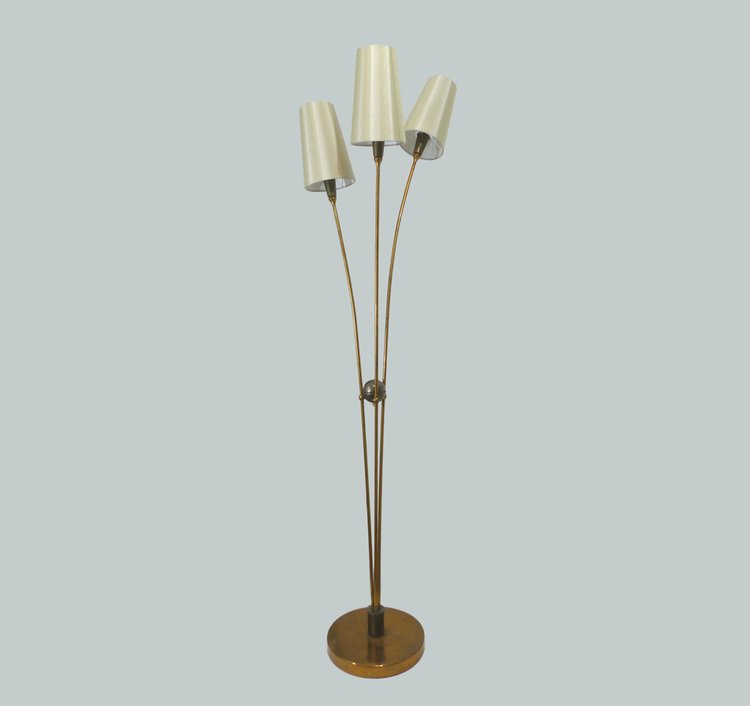 LAMPADAIRE VINTAGE EN LAITON 3 FEUX