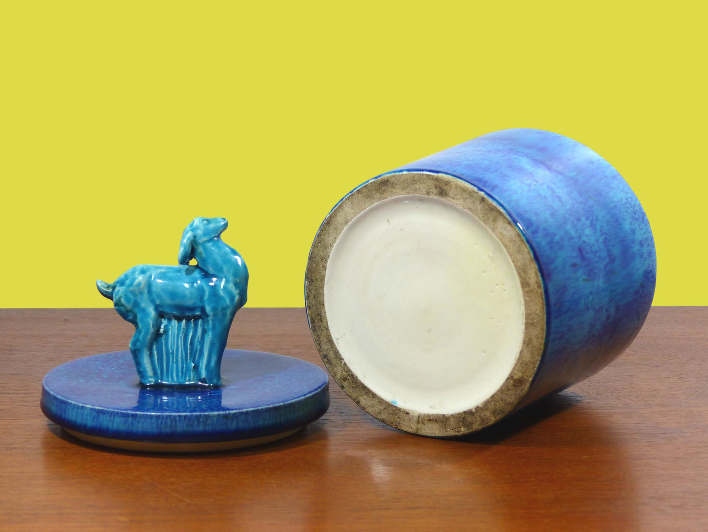 POT ART DÉCO EN CÉRAMIQUE ÉMAILLÉE BLEUE