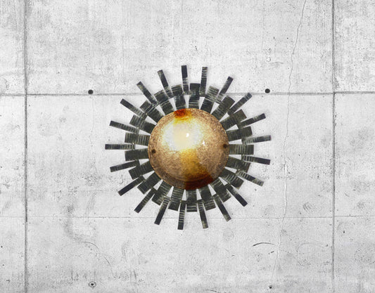 VINTAGE BRUTALIST SUN WALL LIGHT - TOM AHLSTRÖM - HANS EHRLICH