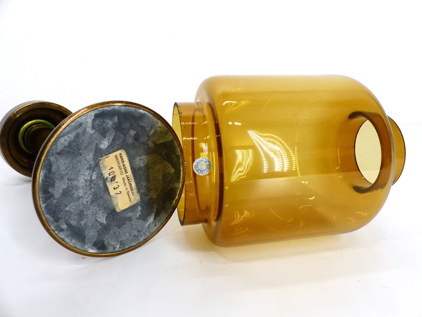 Bougeoir en verre miel Hans-Agne Jakobsson markaryd l 10232 1960