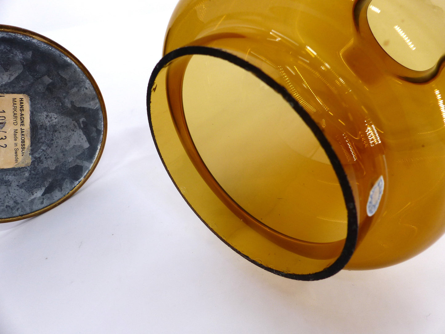 Bougeoir en verre miel Hans-Agne Jakobsson markaryd l 10232 1960
