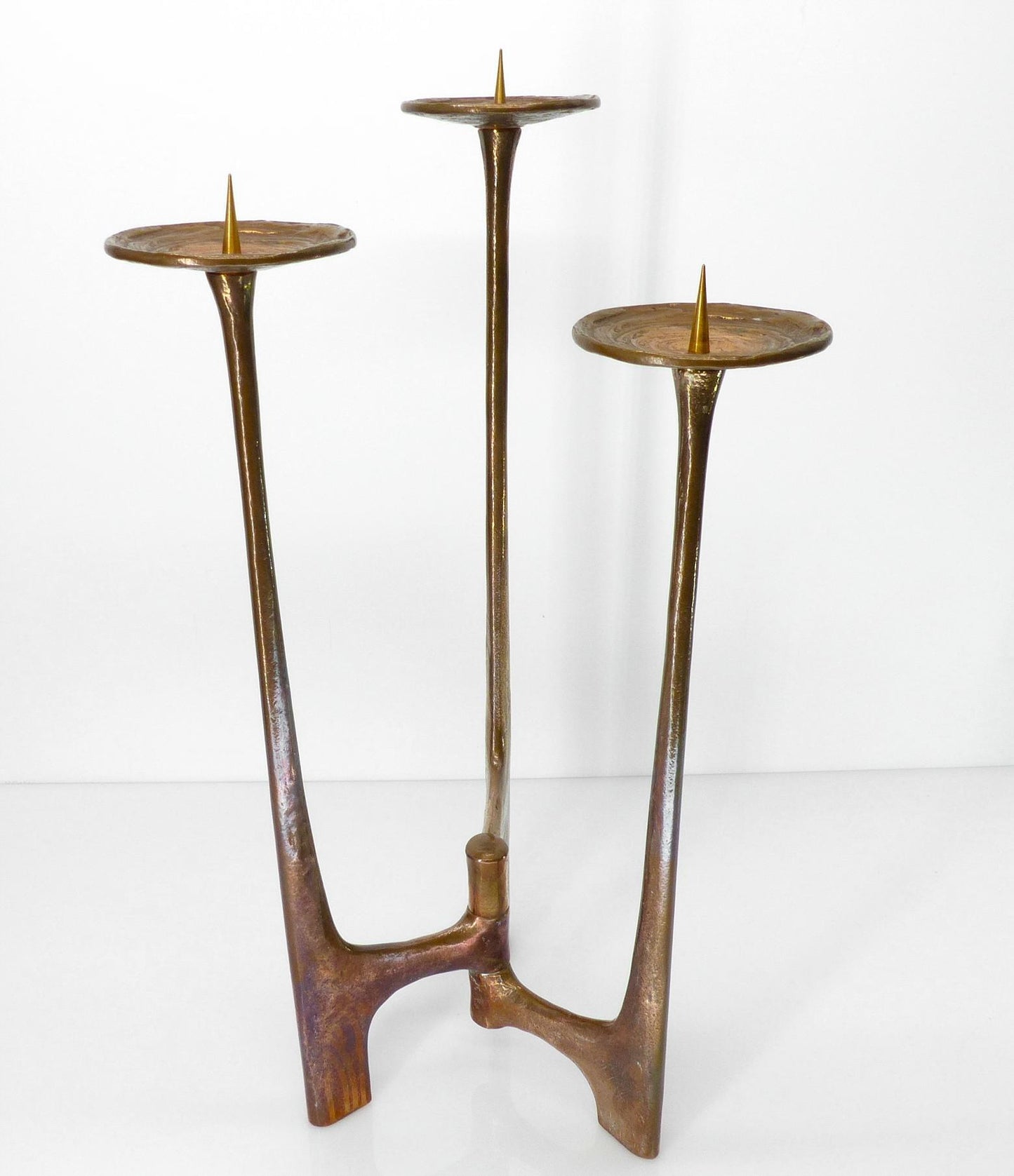 Chandelier tripode brutaliste XXL en bronze, Michael Harjes, Allemagne, 1960