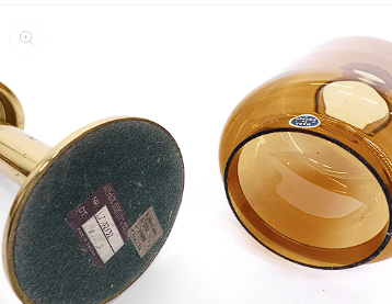 Set of 3 large Swedish brass and tinted glass candle holders by Hans-Agne Jakobsson for Markaryd, model L-102/32 "Claudia," 1960s