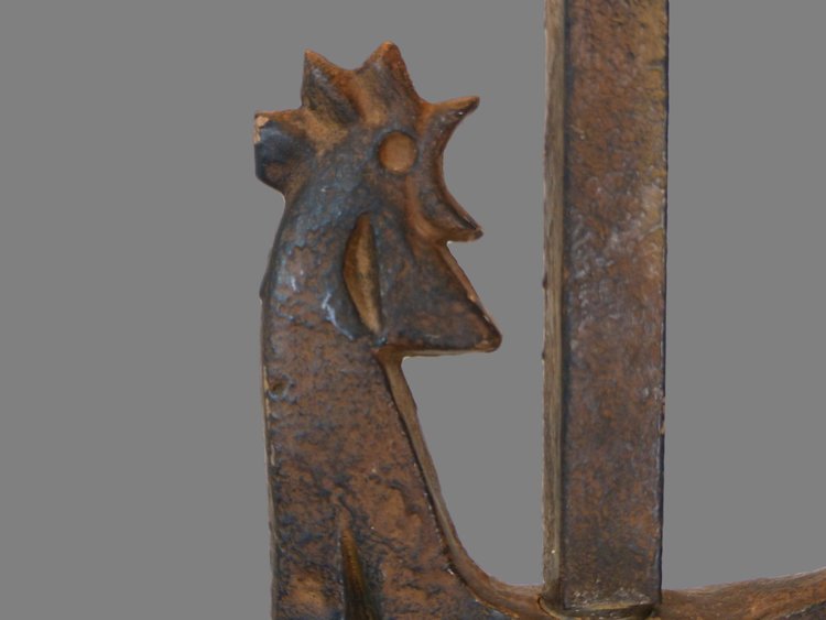 LAMPADAIRE FER FORGÉ AU COQ DES ATELIERS MAROLLES 1950