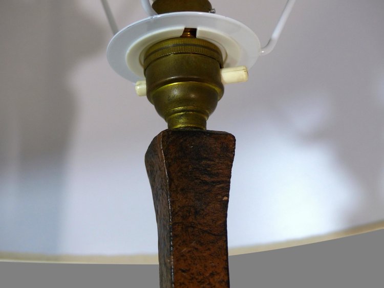 LAMPADAIRE FER FORGÉ AU COQ DES ATELIERS MAROLLES 1950