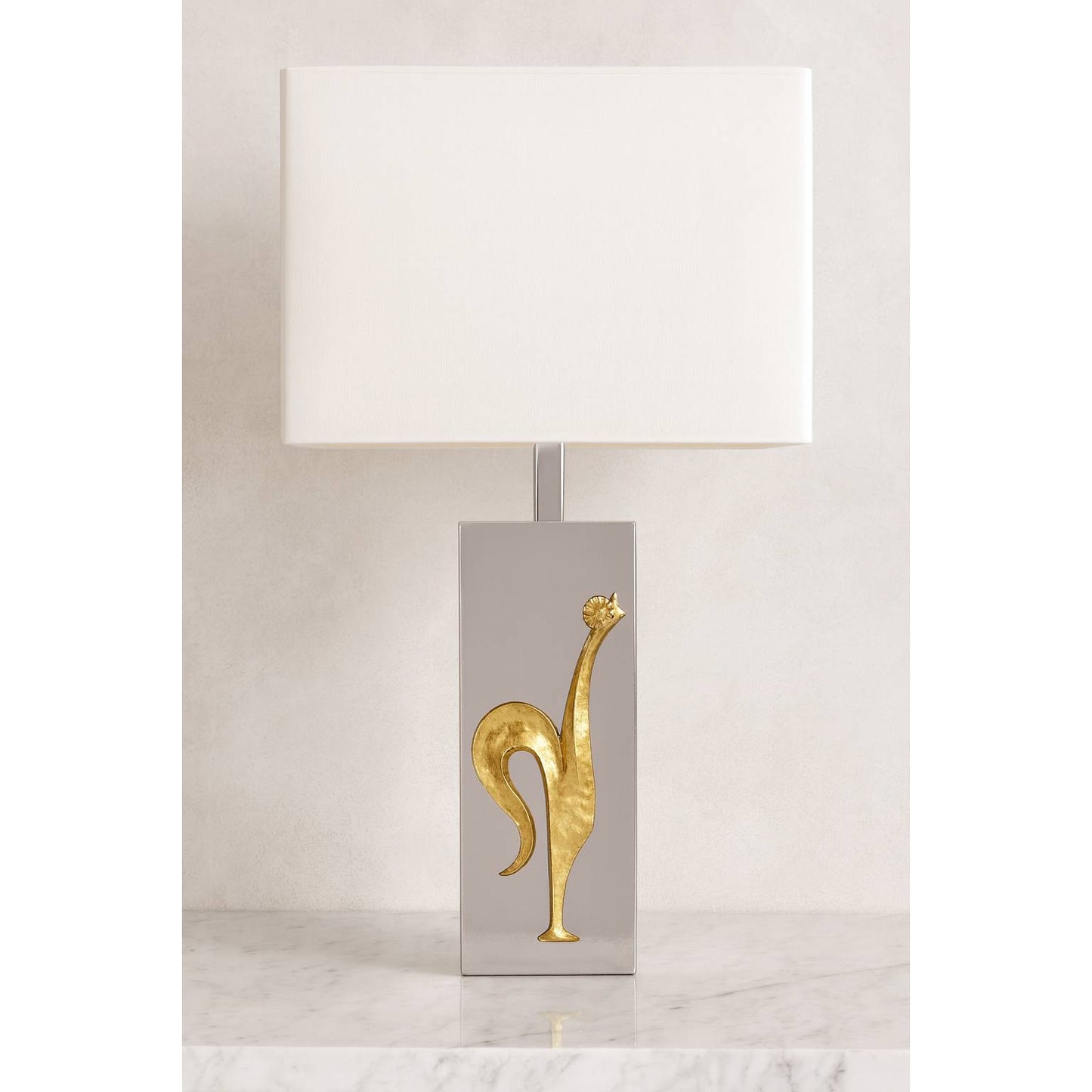 Lampe à poser vintage chromée au coq 1970