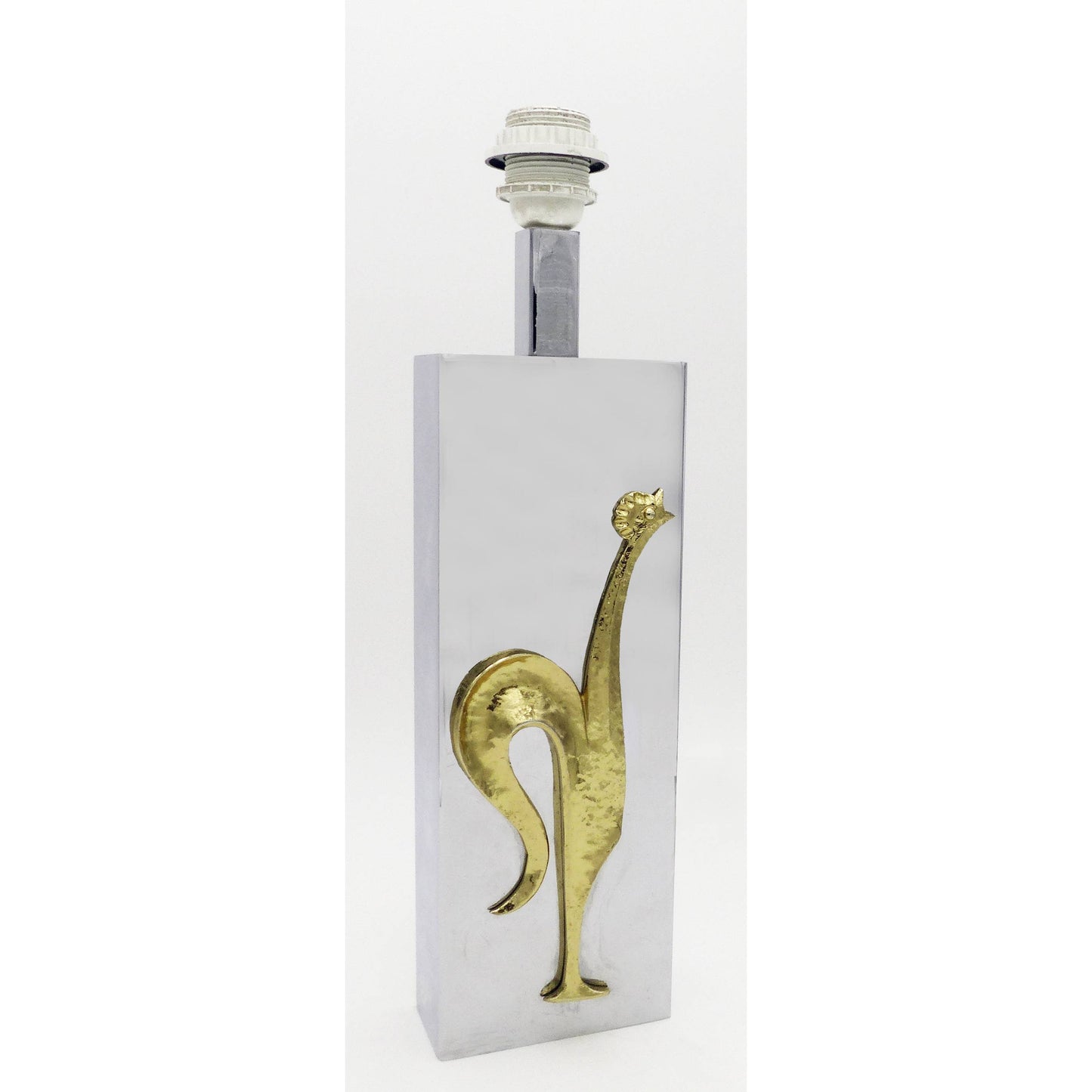Lampe à poser vintage chromée au coq 1970