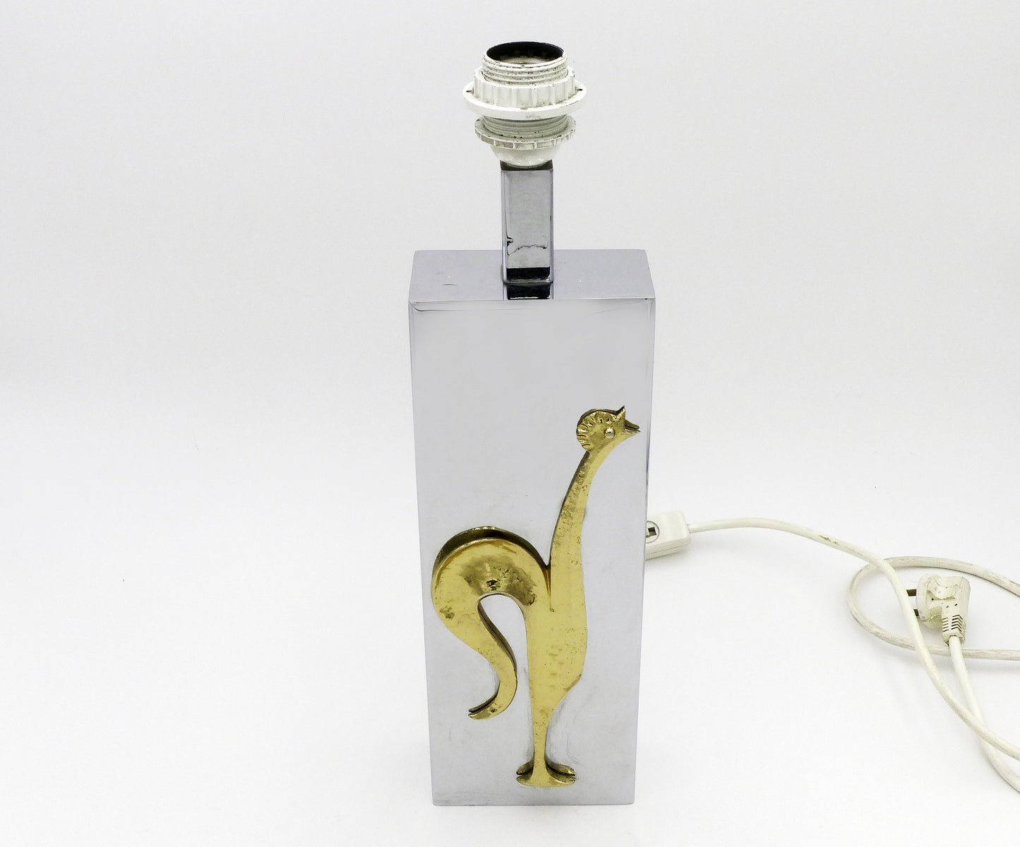 Lampe à poser vintage chromée au coq 1970
