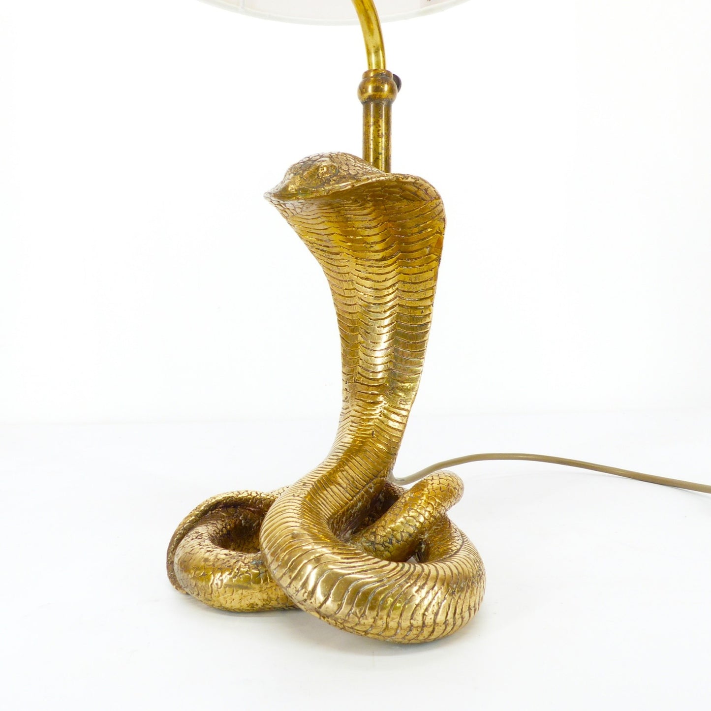 Lampe cobra en laiton doré massif Hollywood Regency 1970
