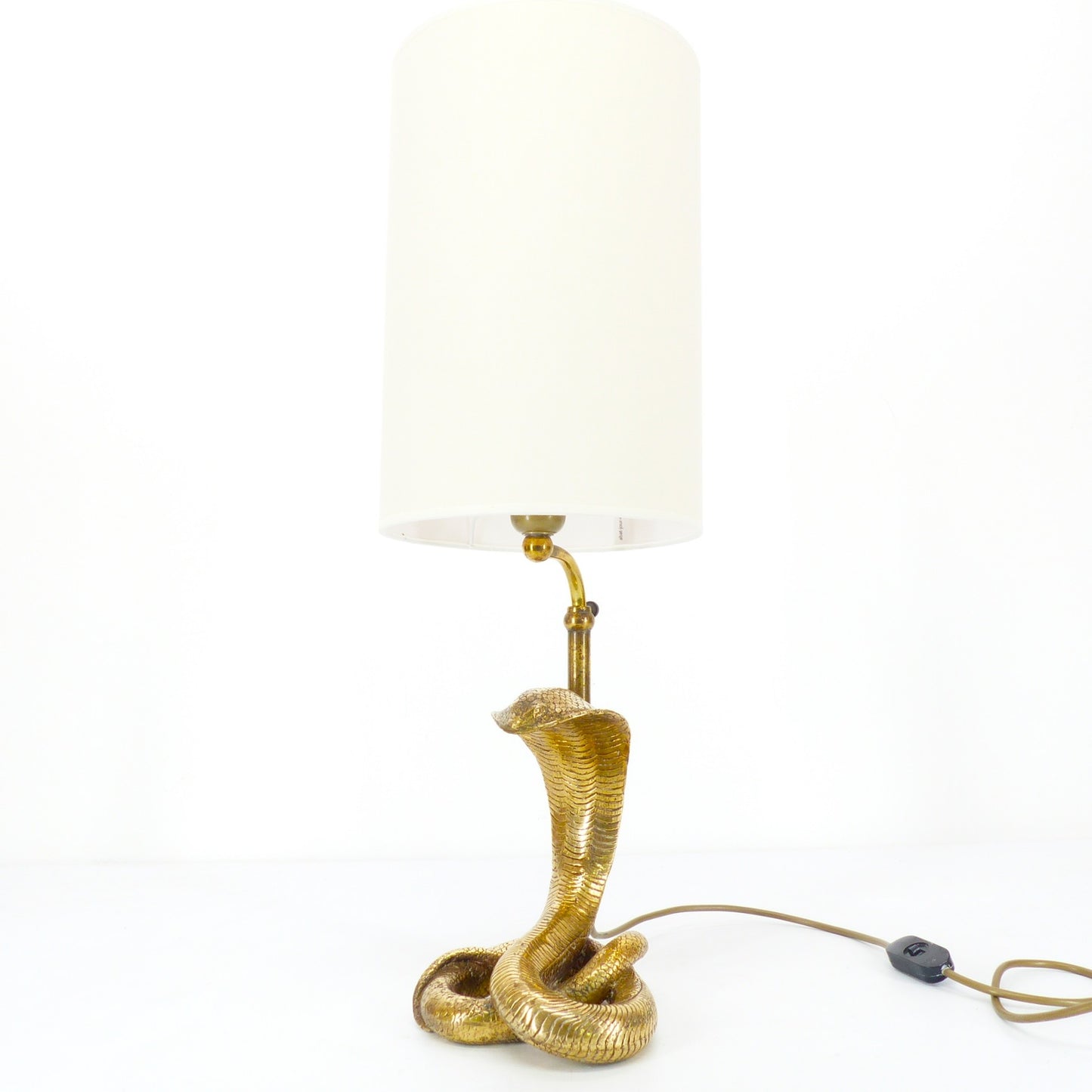 Lampe cobra en laiton doré massif Hollywood Regency 1970