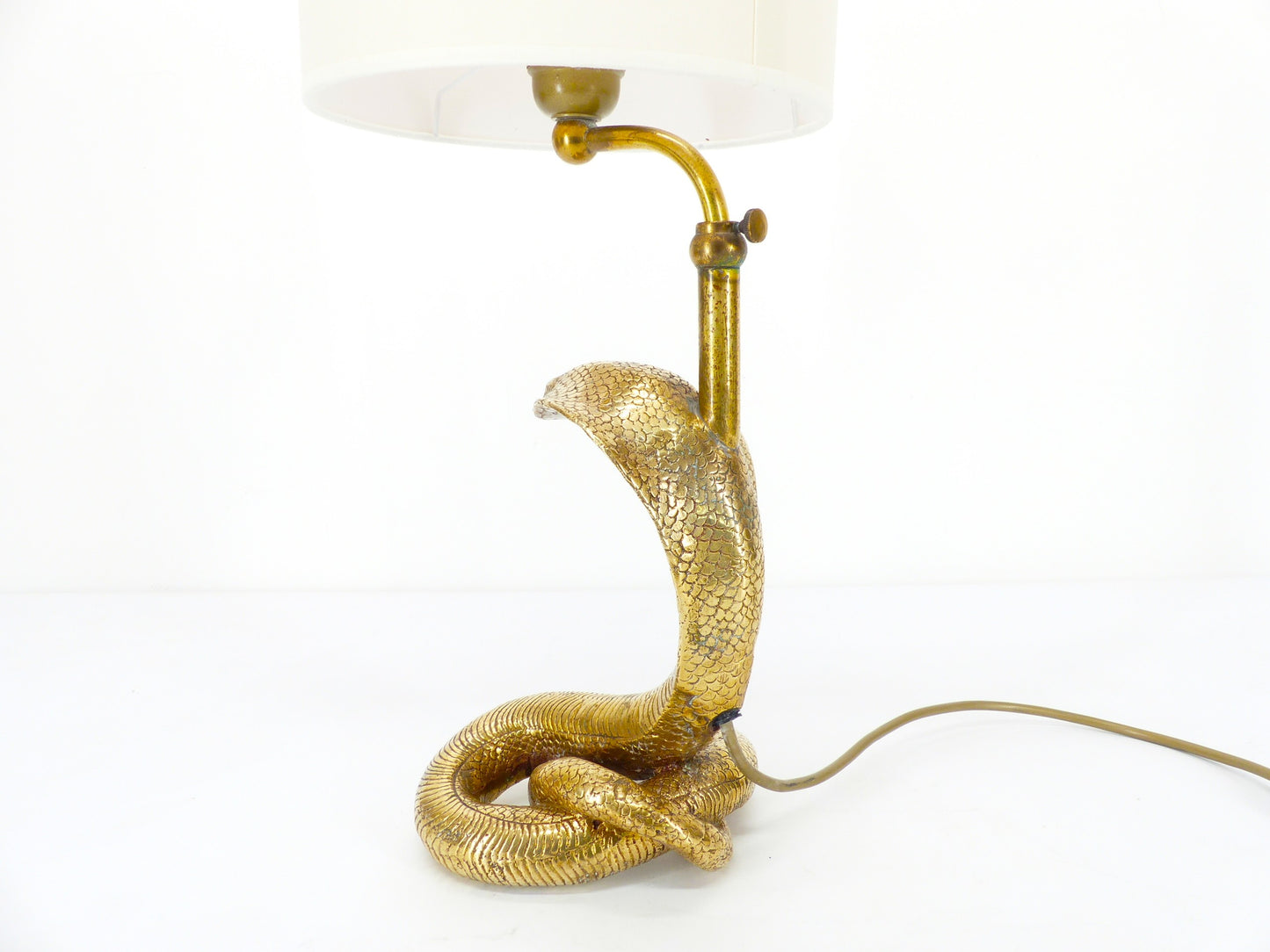 Lampe cobra en laiton doré massif Hollywood Regency 1970