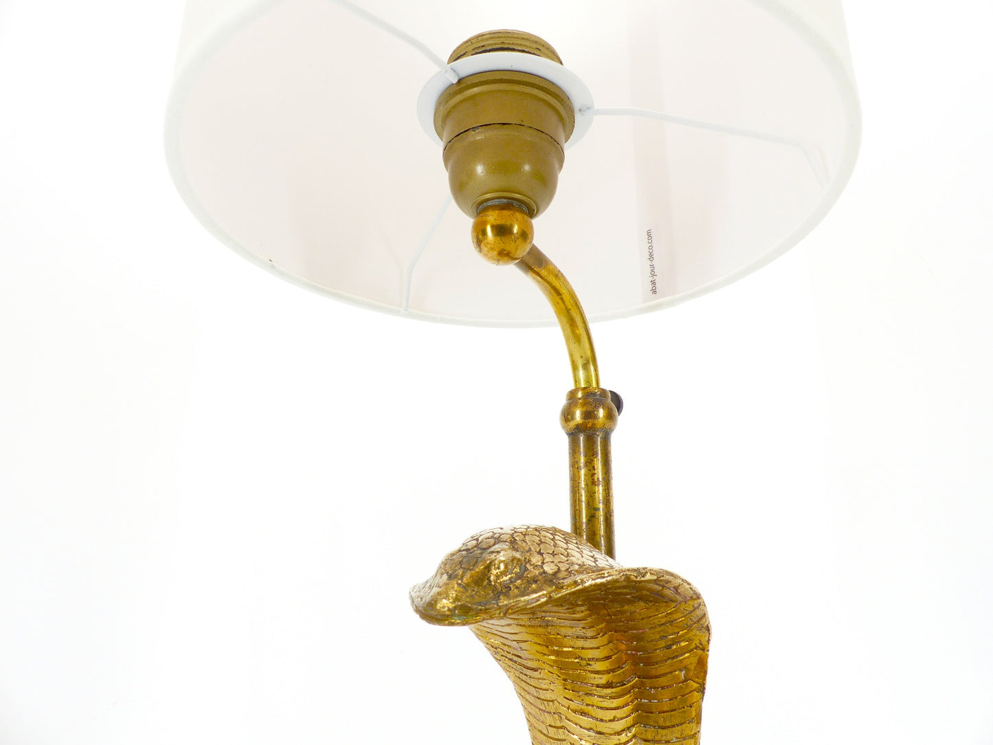 Lampe cobra en laiton doré massif Hollywood Regency 1970