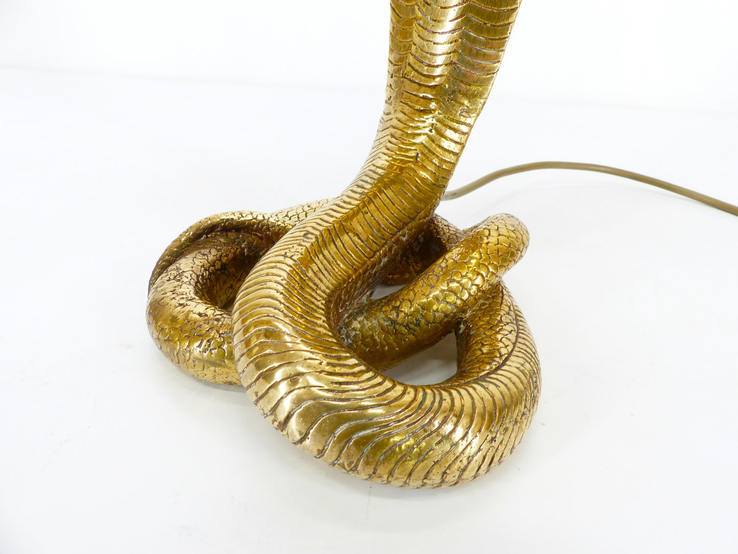 Lampe cobra en laiton doré massif Hollywood Regency 1970