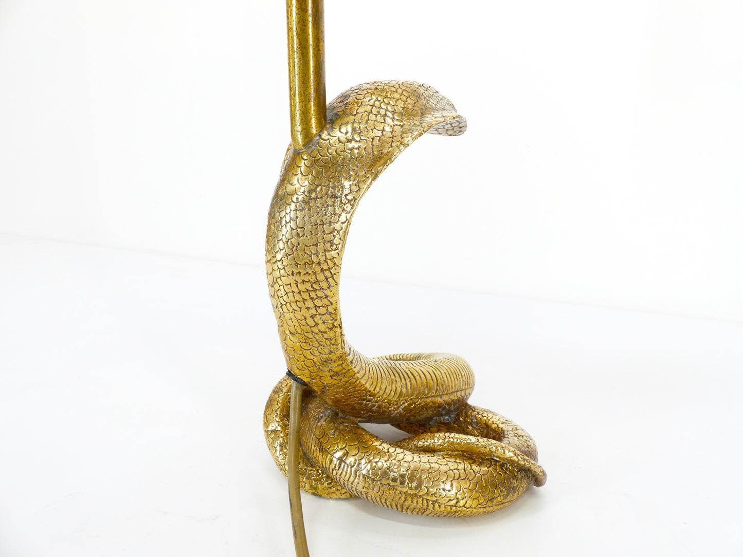 Lampe cobra en laiton doré massif Hollywood Regency 1970