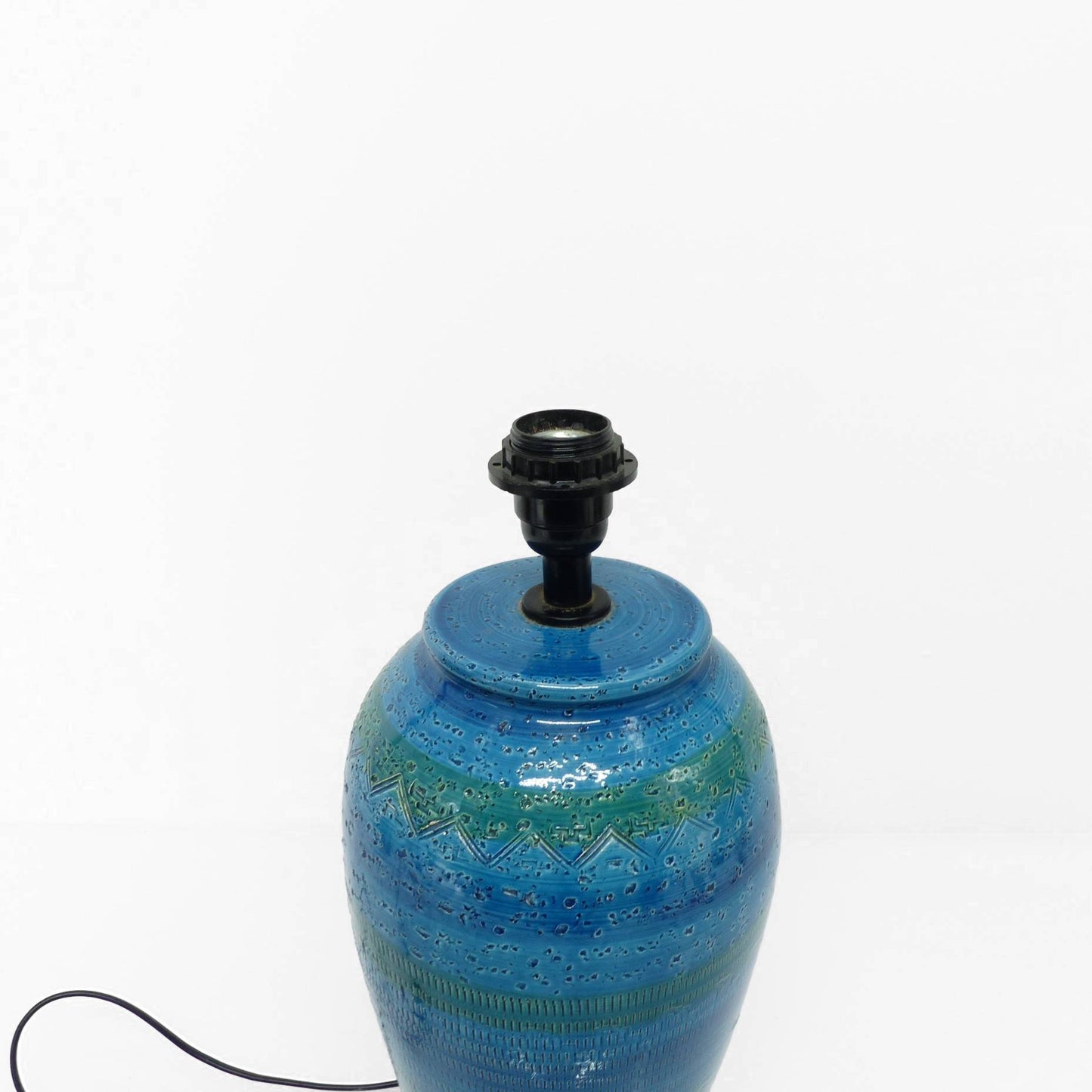 Lampe en faïence bleue, Italie, circa 1980