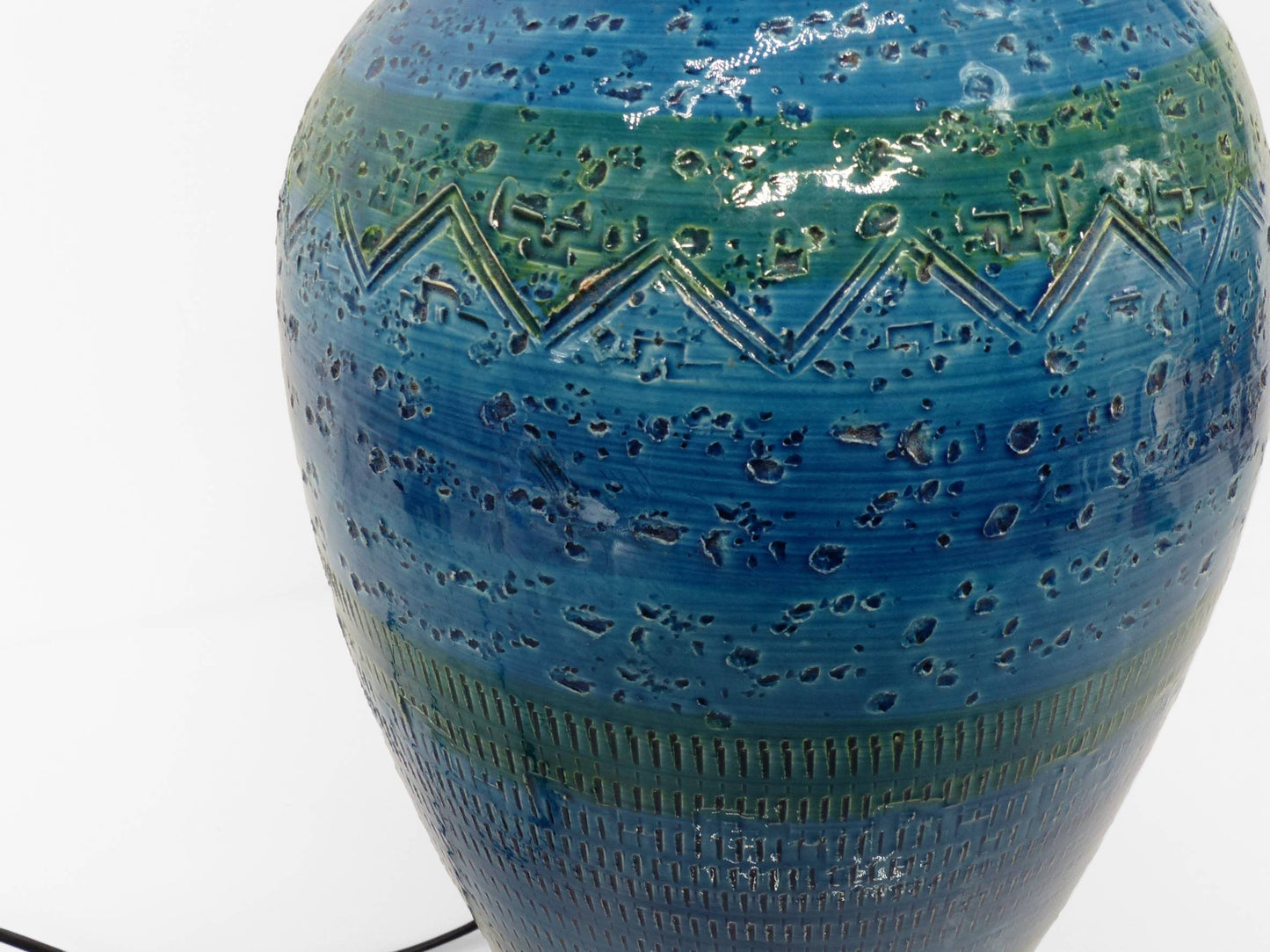 Lampe en faïence bleue, Italie, circa 1980