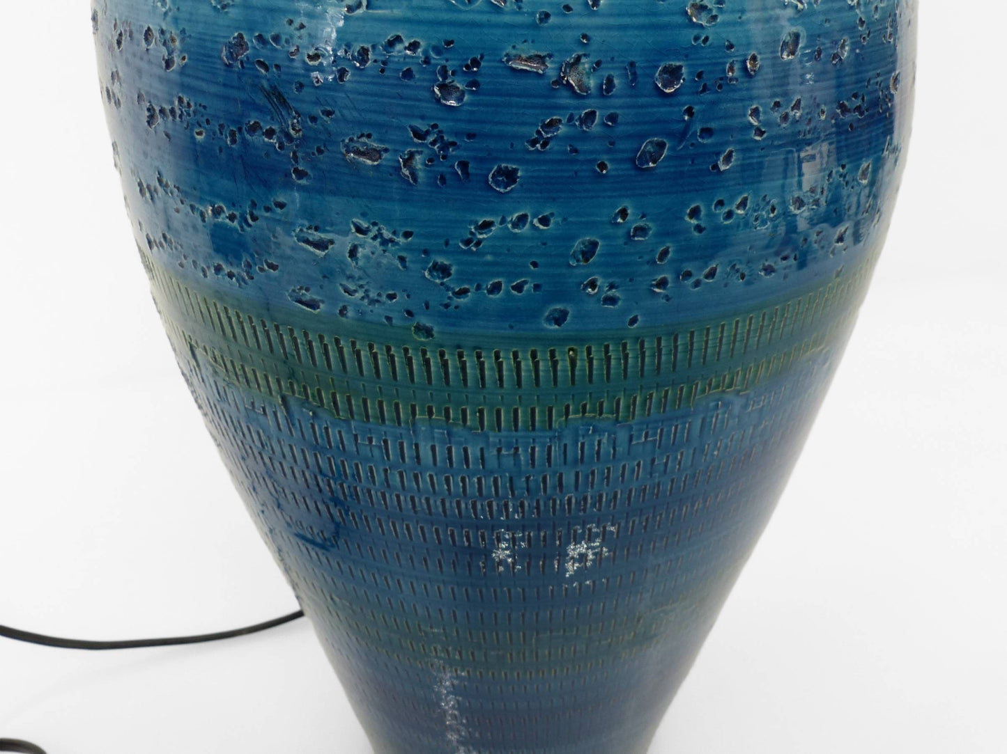 Lampe en faïence bleue, Italie, circa 1980