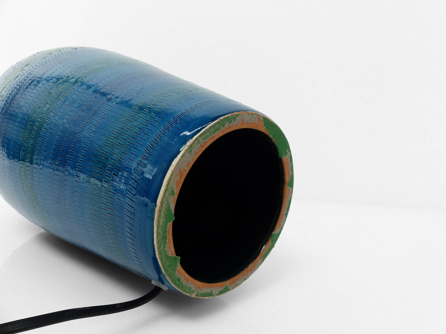 Lampe en faïence bleue, Italie, circa 1980
