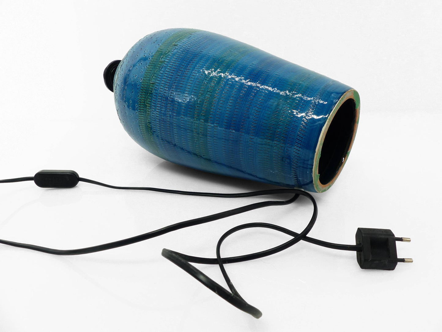 Lampe en faïence bleue, Italie, circa 1980
