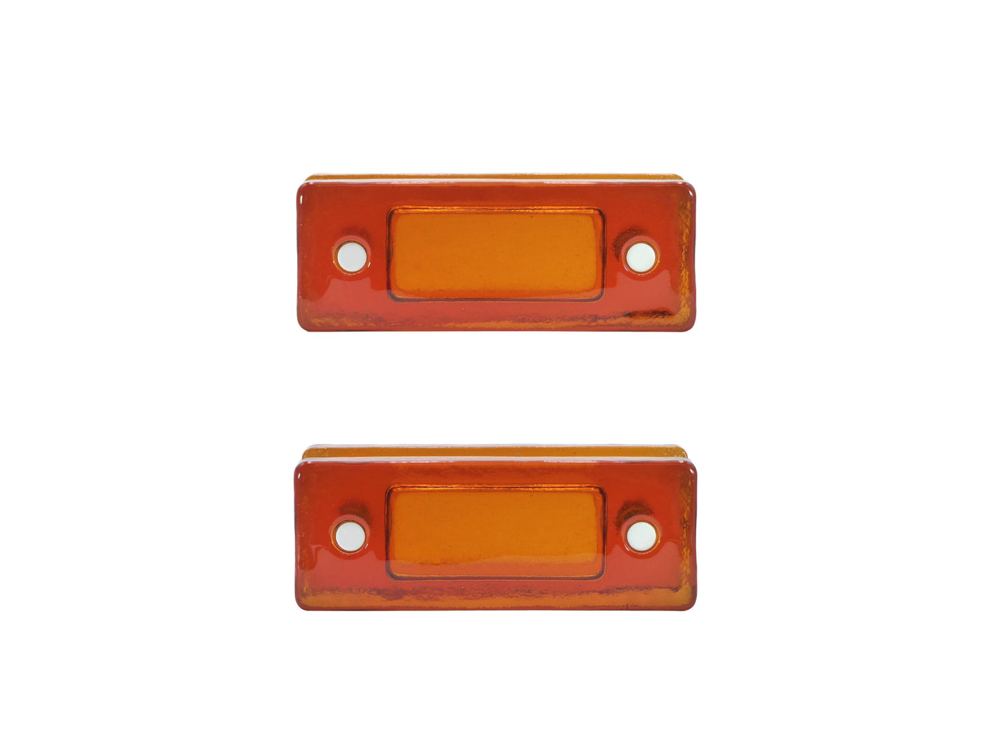 PAIRE DE DOUBLES POIGNÉES ORANGES EN VERRE 1970