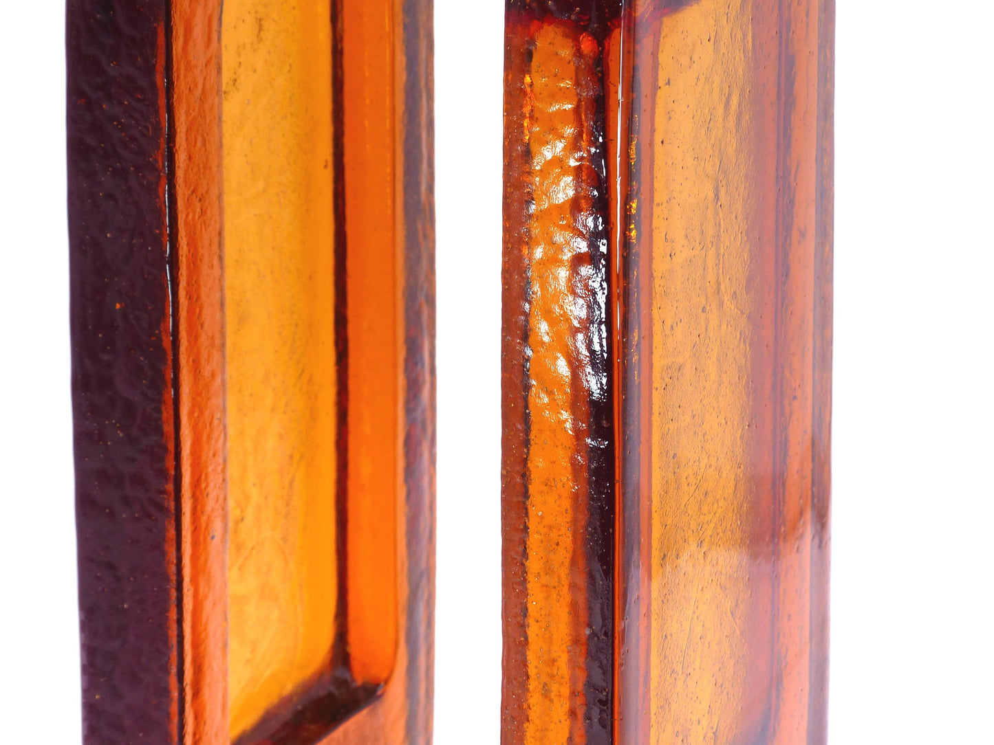 PAIRE DE DOUBLES POIGNÉES ORANGES EN VERRE 1970