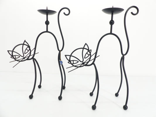 Cat candlesticks Gunnar Ander Ystad Metall 1950