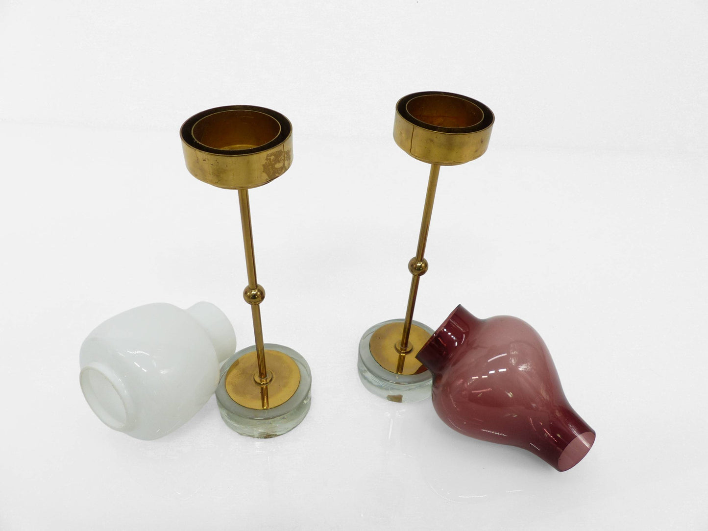 Paire de photophores scandinaves Gunnar Ander pour Ystad Metall, Suède 1950-1960