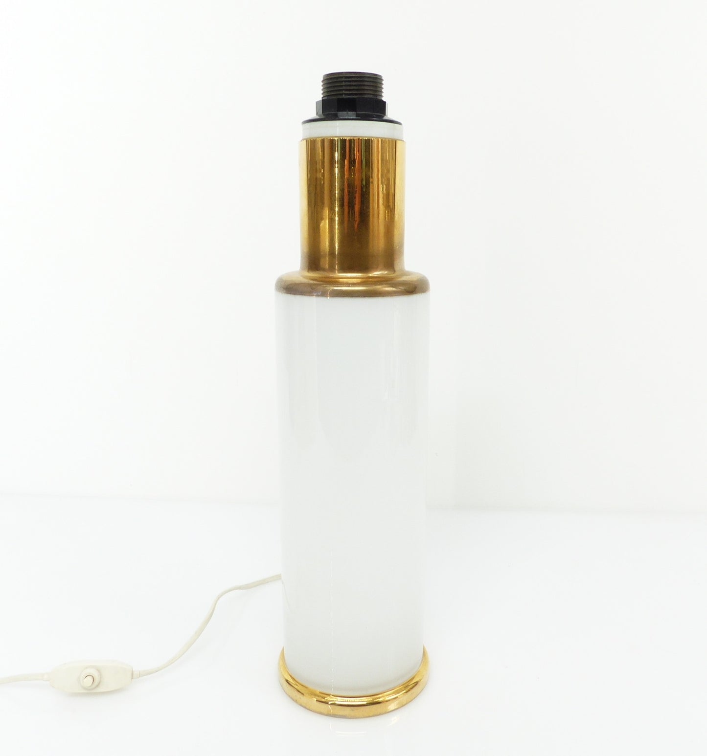 Pied de lampe en verre opalin blanc, Uno & Östen Kristiansson pour Luxus Suède 1970