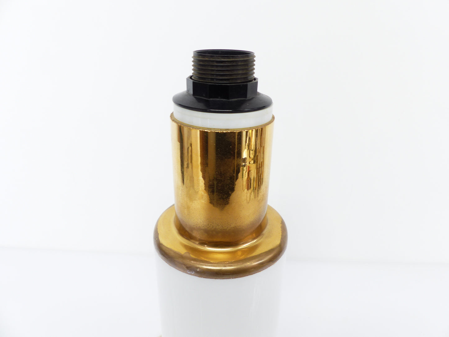 Pied de lampe en verre opalin blanc, Uno & Östen Kristiansson pour Luxus Suède 1970