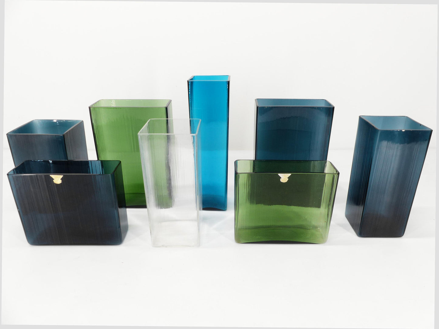 Set de 8 vases ISI en verre coloré Lennart Andersson Gullaskruf, 1960