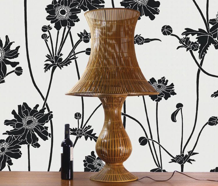  EXTRA LARGE RATTAN TABLE LAMP, 1960