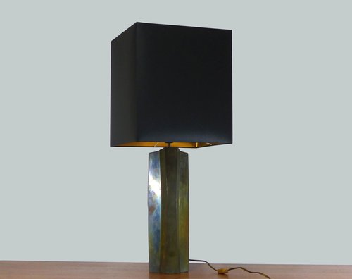 LAMPE EN LAITON PATINÉ 1970 XXL