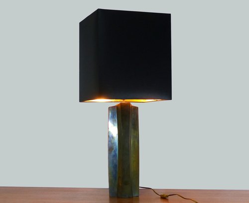 LAMPE EN LAITON PATINÉ 1970 XXL