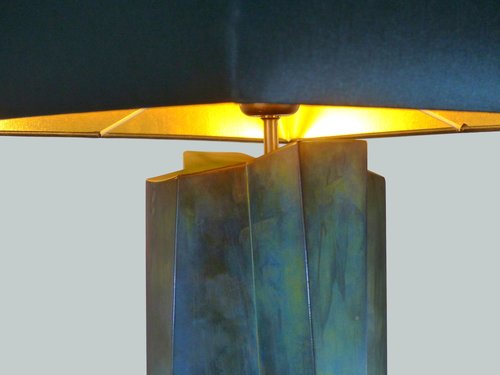 PATINATED BRASS LAMP 1970 XXL