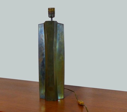 PATINATED BRASS LAMP 1970 XXL