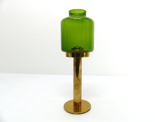 GREEN GLASS CANDLE HOLDER HANS-AGNE JAKOBSSON MARKARYD L 10232 1960