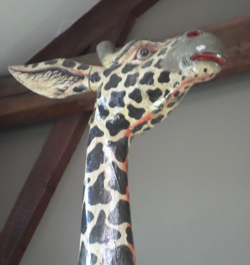 GRANDE GIRAFE EN BOIS DÉBUT XXE